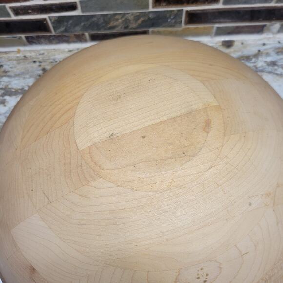 Vintage Wooden Dough Bowl, Segmented Hand Made 12" - Picture 6 of 6